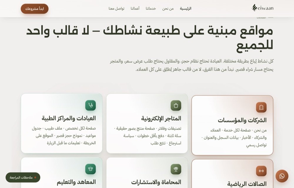 معاينة من موقع مبني بنظام إيوان — قسم القطاعات